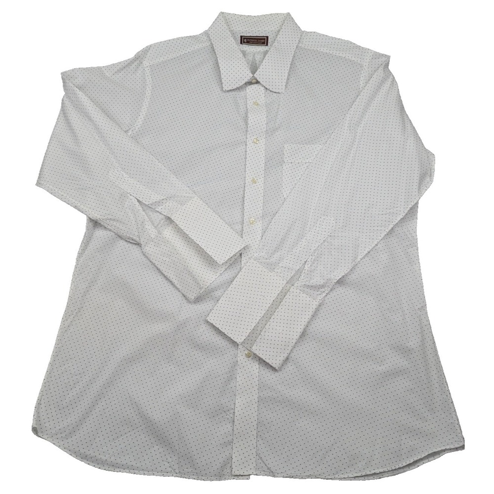 Patrick‎ James 2XL West Coast Dress Shirt White Blue Dot AOP French Cuff Luxury